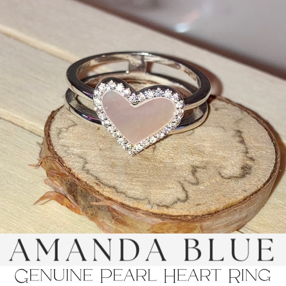 Amanda Blu Genuine Mother Of Pearl Heart Ring - Picture 3 of 5